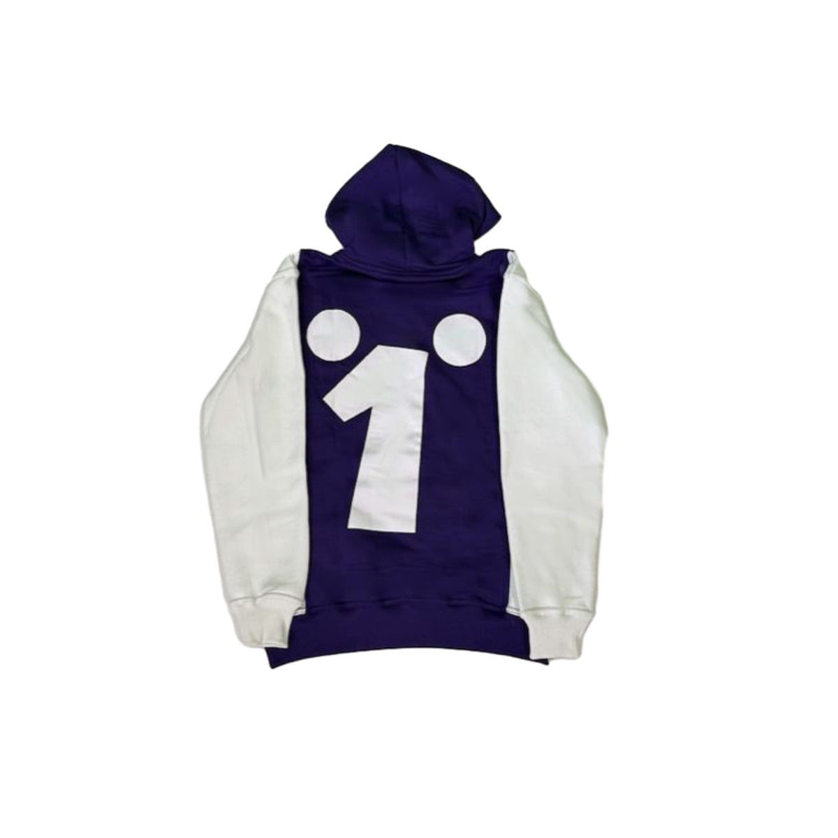 A purple hoodie featuring a black hoodie with white accents. The hoodie has a front pocket, adjustable drawstring hood, and ribbed cuffs. The hoodie features the WTW logo in white.