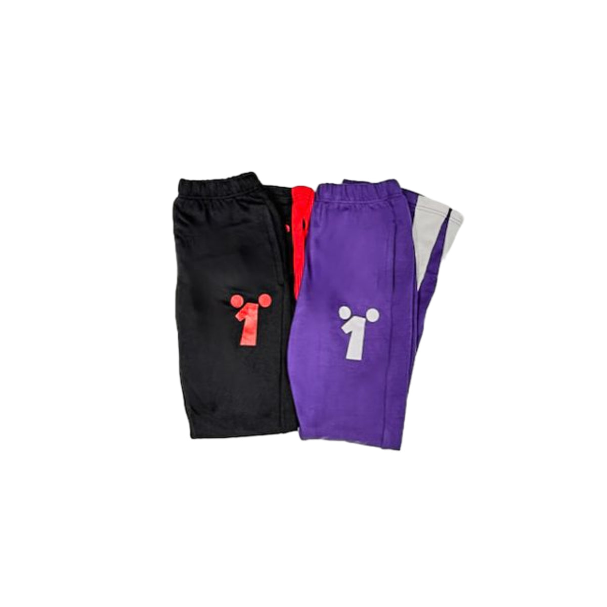 The flared sweats feature a relaxed fit with an elastic waistband and side stripes. Made from soft, comfortable material, the sweatpants offer both style and warmth, perfect for casual wear or athletic activities. The number 1 is featured on the pocket area.